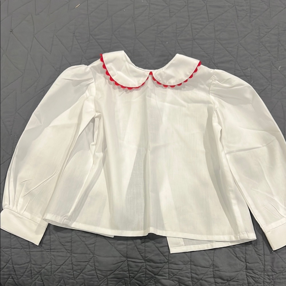 White Kids' Shirt with Red Trim
